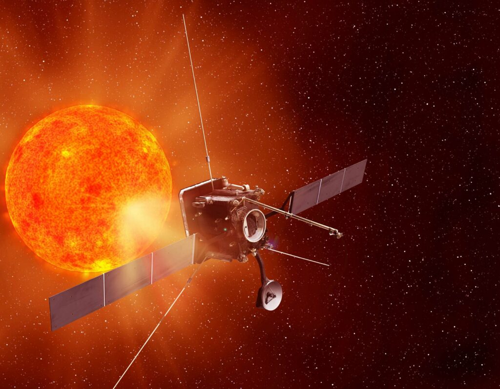 ESA's Solar Orbiter due to launch on February 5th 2020 - Protected by a heatshield with Bones in Space Solarblack protection.