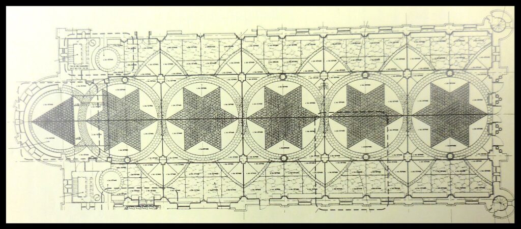 Diagram of the floor of the church at St. Meinrad.