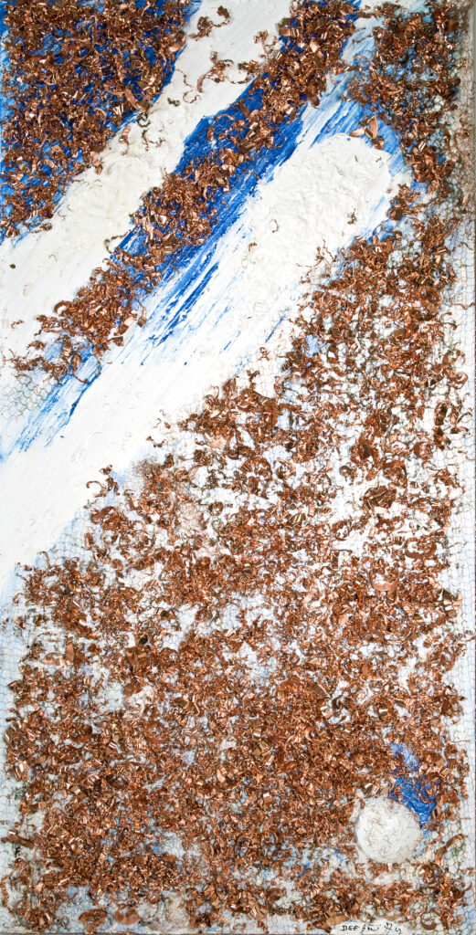 A painting inspired by an image taken by the Odyssey Spacecraft of the surface of Mars