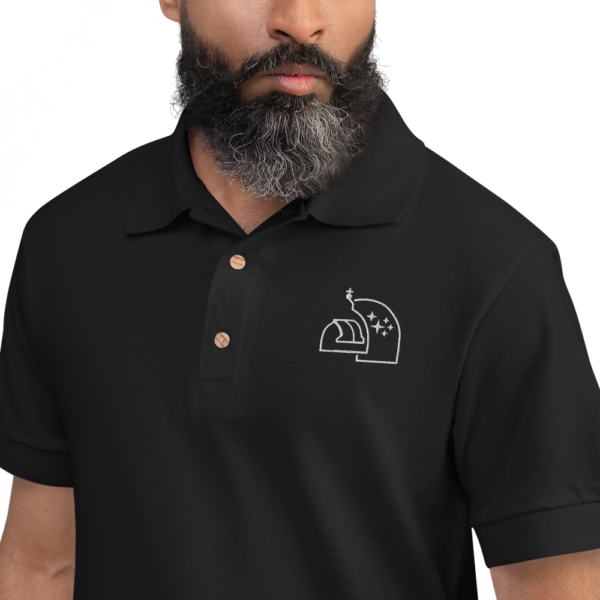 Black Embroidered Polo Shirt #1