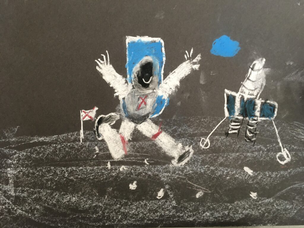 The purpose of this image is to show you that the child listened to the video and acted on the drawing instructions to achive this great effort.