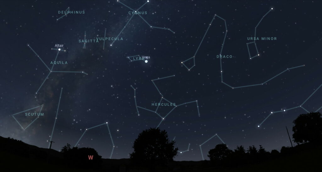 Constellations in the western sky