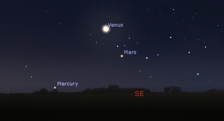 Southeastern horizon on before sunrise