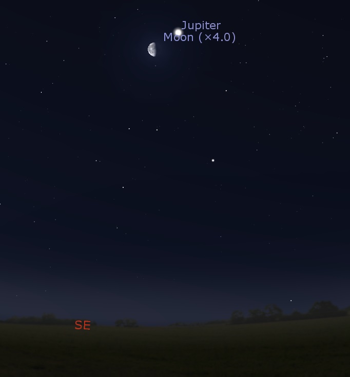 The Moon near Jupiter in the southeastern predawn sky on July 19th