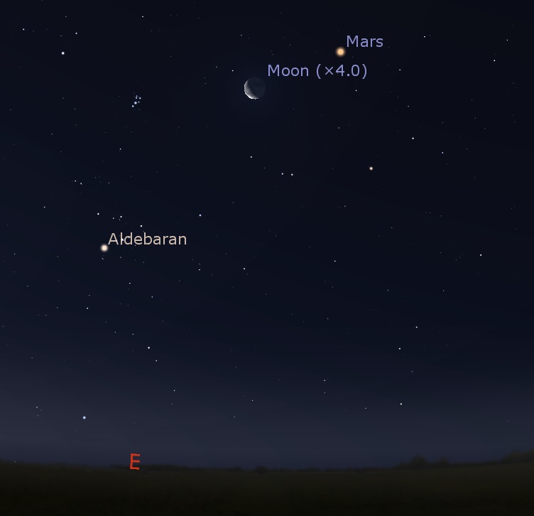 The Moon near Mars in the eastern predawn sky on July 22