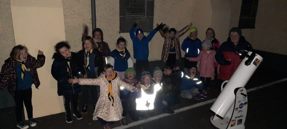 A photograph of the 25th Mayo Louisburgh Beaver Scouts after their moon viewing.