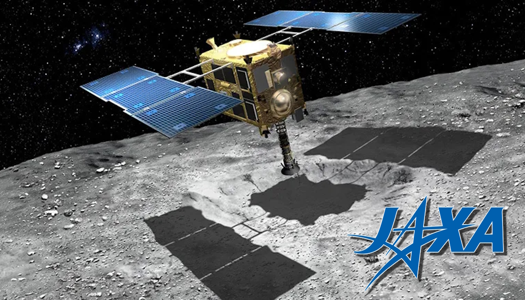 Hayabusa I spacecraft above asteroid Itokawa