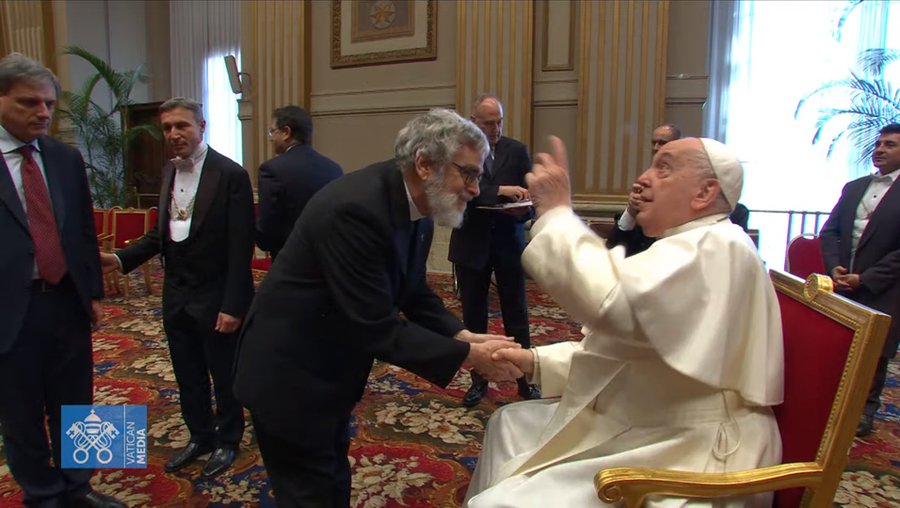 Pope Francis greets Br. Guy